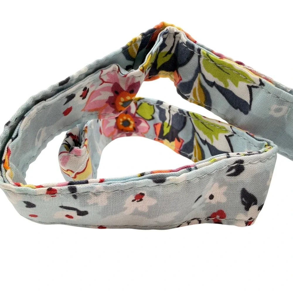 Vera Bradley Wide Lanyard Floating Garden Blue Floral ID Keychain Travel Nurse